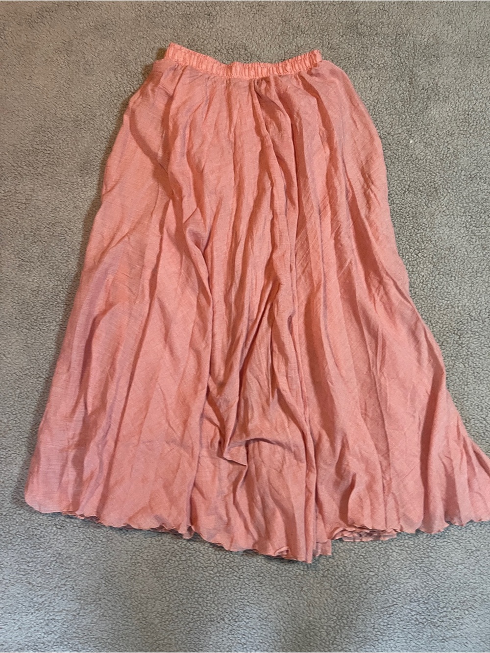 Light Pink Crinkled Maxi Dress with Elastic Waist